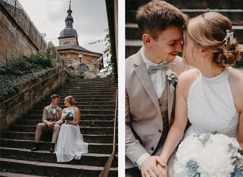 Hochzeit in der Altstadt von Bamberg, mit Trauung in einer historischen Kirche