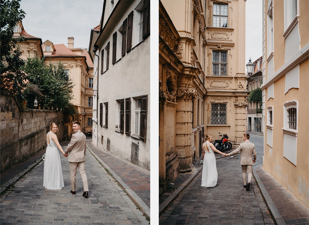 Hochzeit in der Altstadt von Bamberg, mit Trauung in einer historischen Kirche