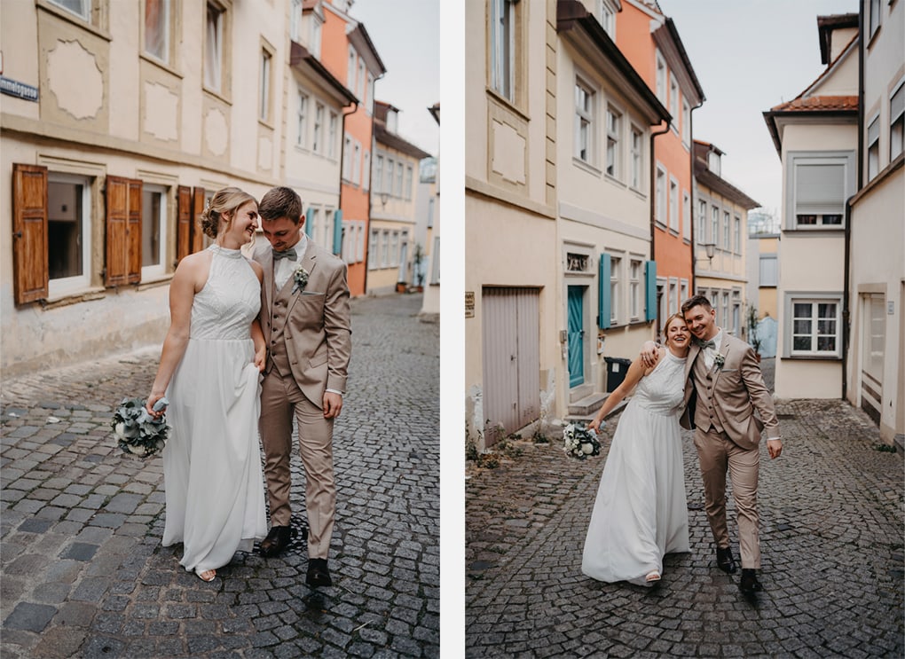 Hochzeit in der Altstadt von Bamberg, mit Trauung in einer historischen Kirche