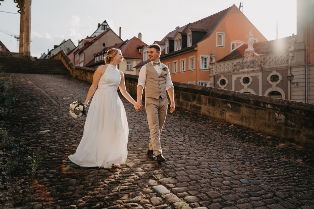 Hochzeit in der Altstadt von Bamberg, mit Trauung in einer historischen Kirche