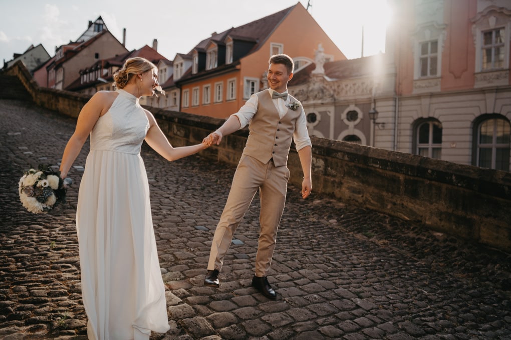 Hochzeit in der Altstadt von Bamberg, mit Trauung in einer historischen Kirche